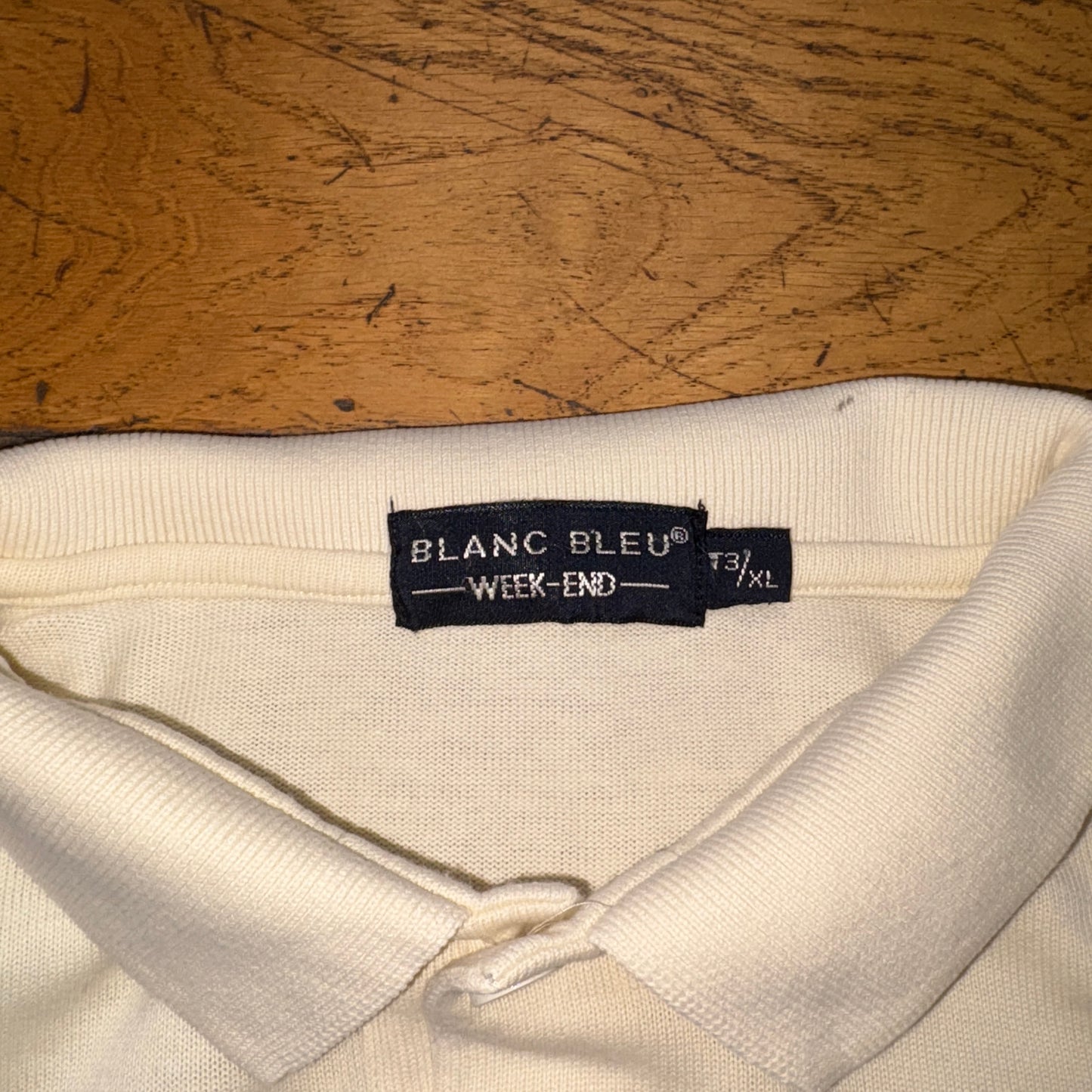 Vintage Cream Navy Stripe Rugby Polo Shirt - XL