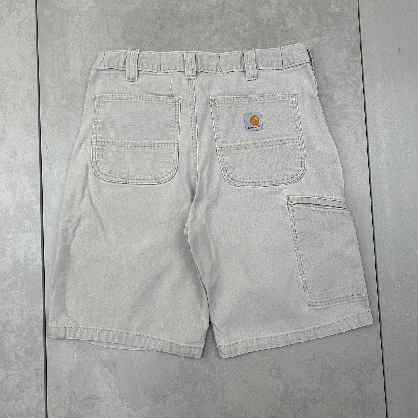 Vintage Carhartt Workwear Baggy Cream Carpenter Shorts - 30