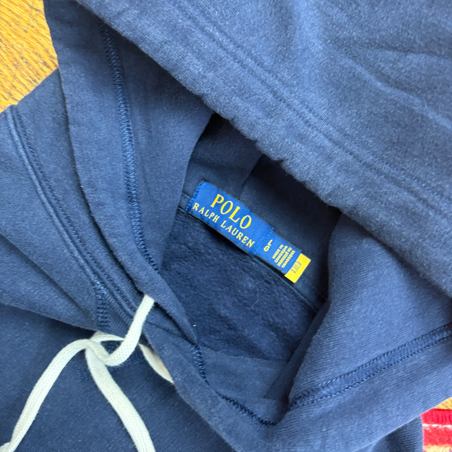 Vintage Ralph Lauren Navy Hoodie Embroidered Sweatshirt - L
