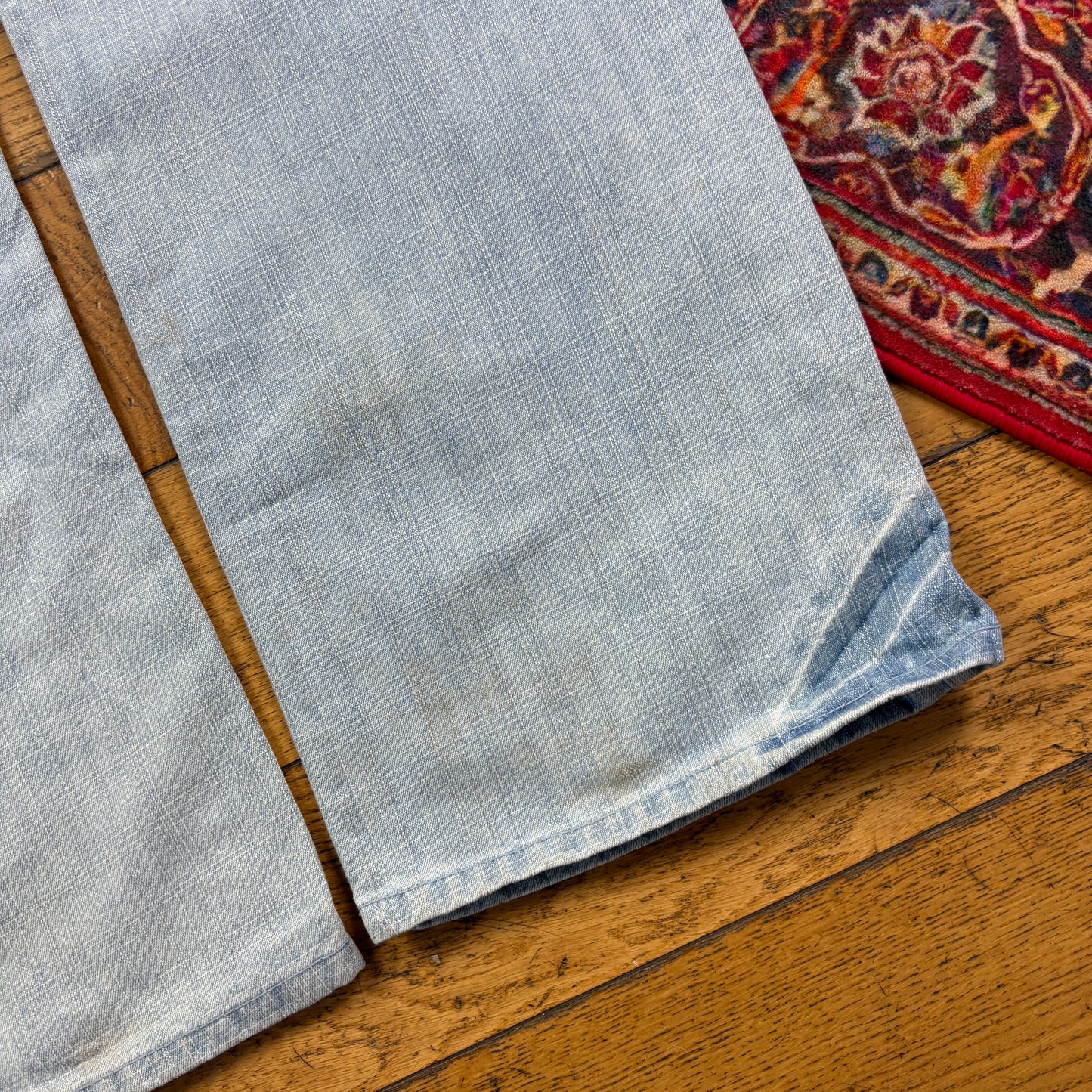 Vintage Blue Embroidered Y2K Hip Hop Baggy Jeans - 36