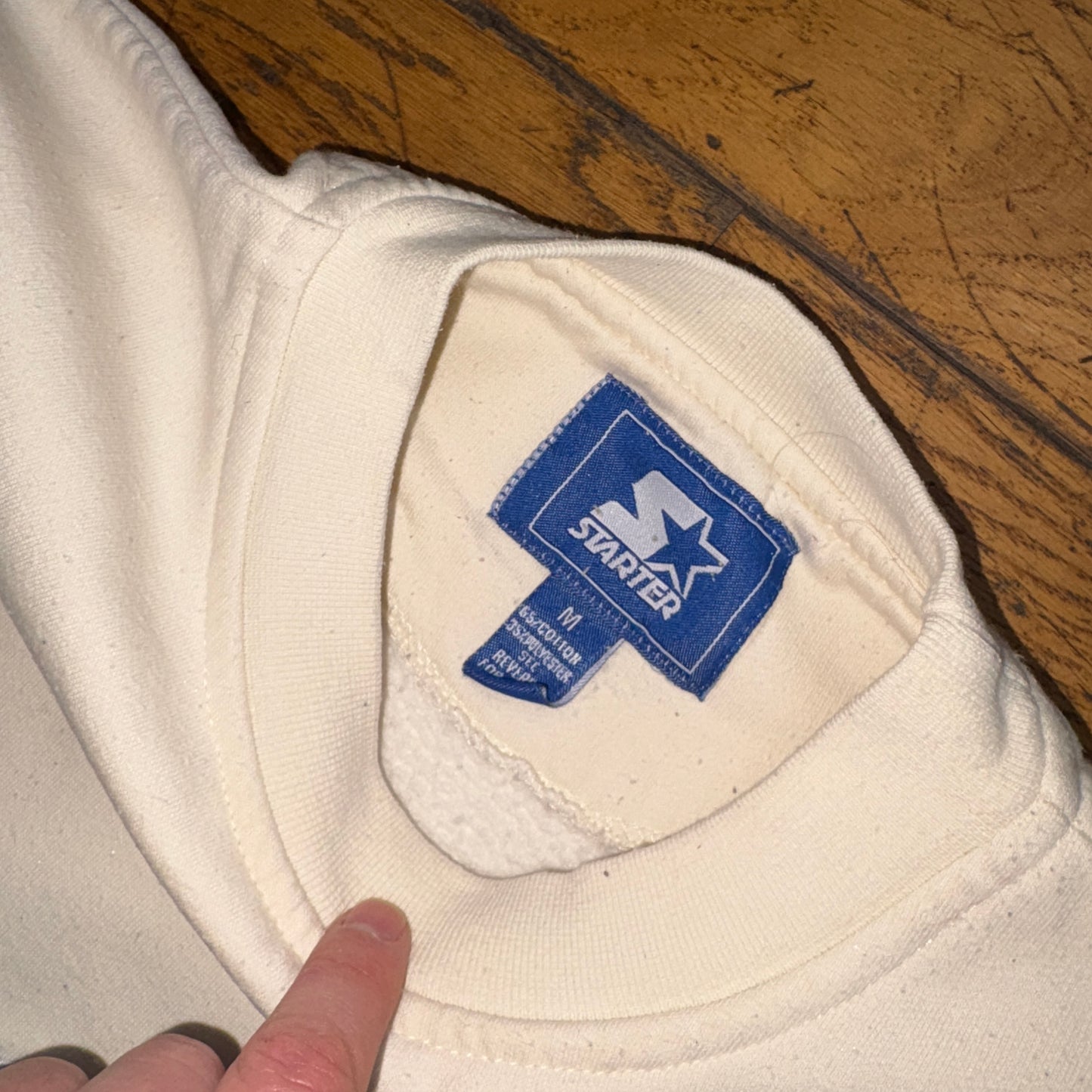 Vintage 90s Starter Georgia Bulldogs Embroidered Cream White Boxy Sweatshirt - M
