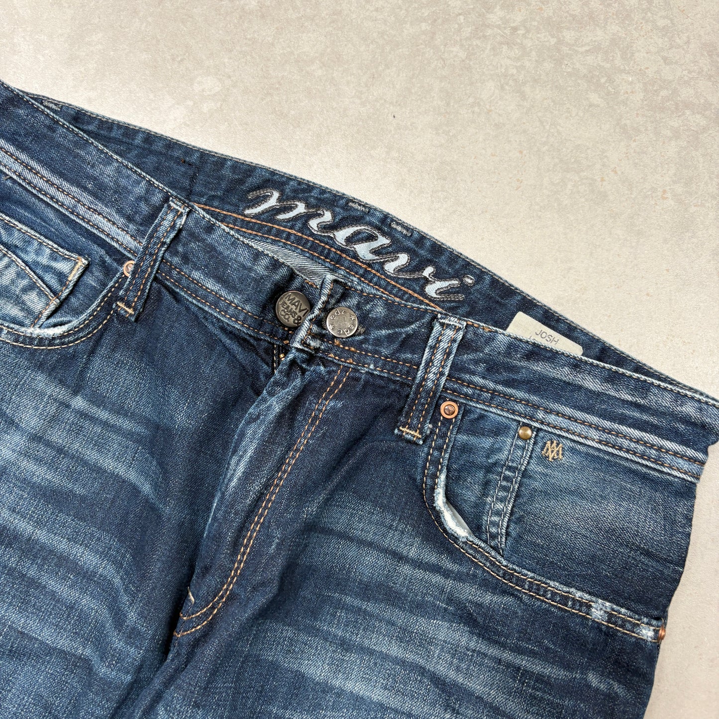 Vintage Mavi Embroidered Hip Hop Baggy Blue Jeans - 34