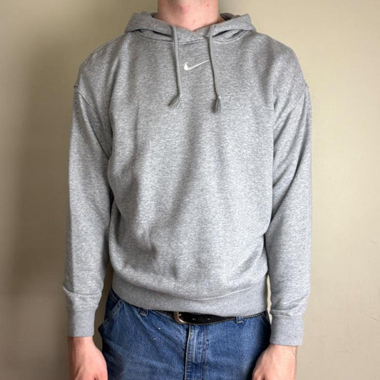 Vintage Nike Centre Swoosh Grey Hoodie Sweatshirt - S