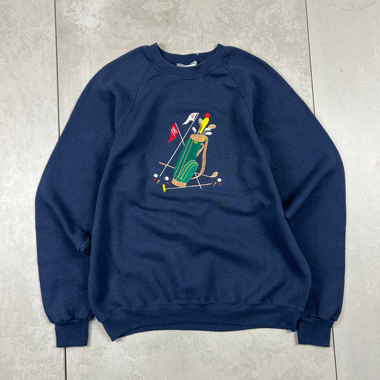 Vintage Lee Embroidered Golf Navy Sweatshirt - L