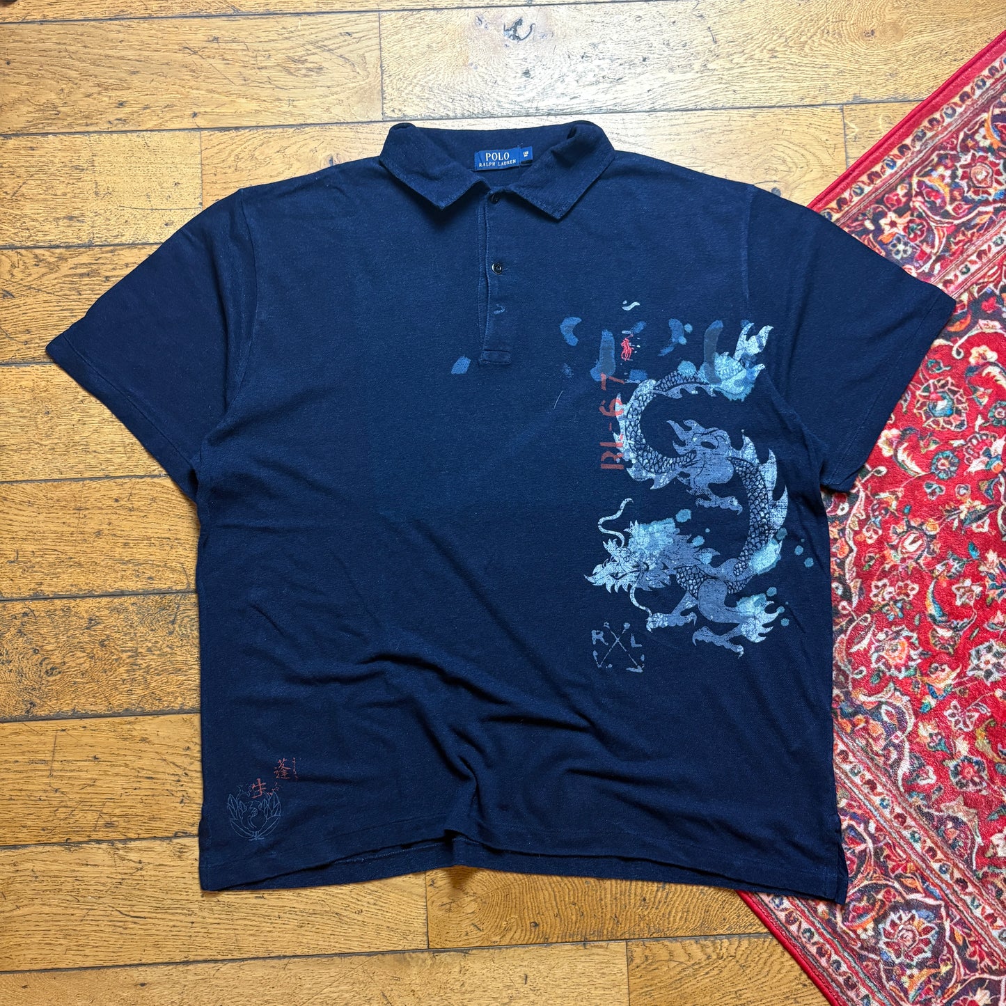 Vintage Ralph Lauren Dragon Navy Polo Shirt - 2XL