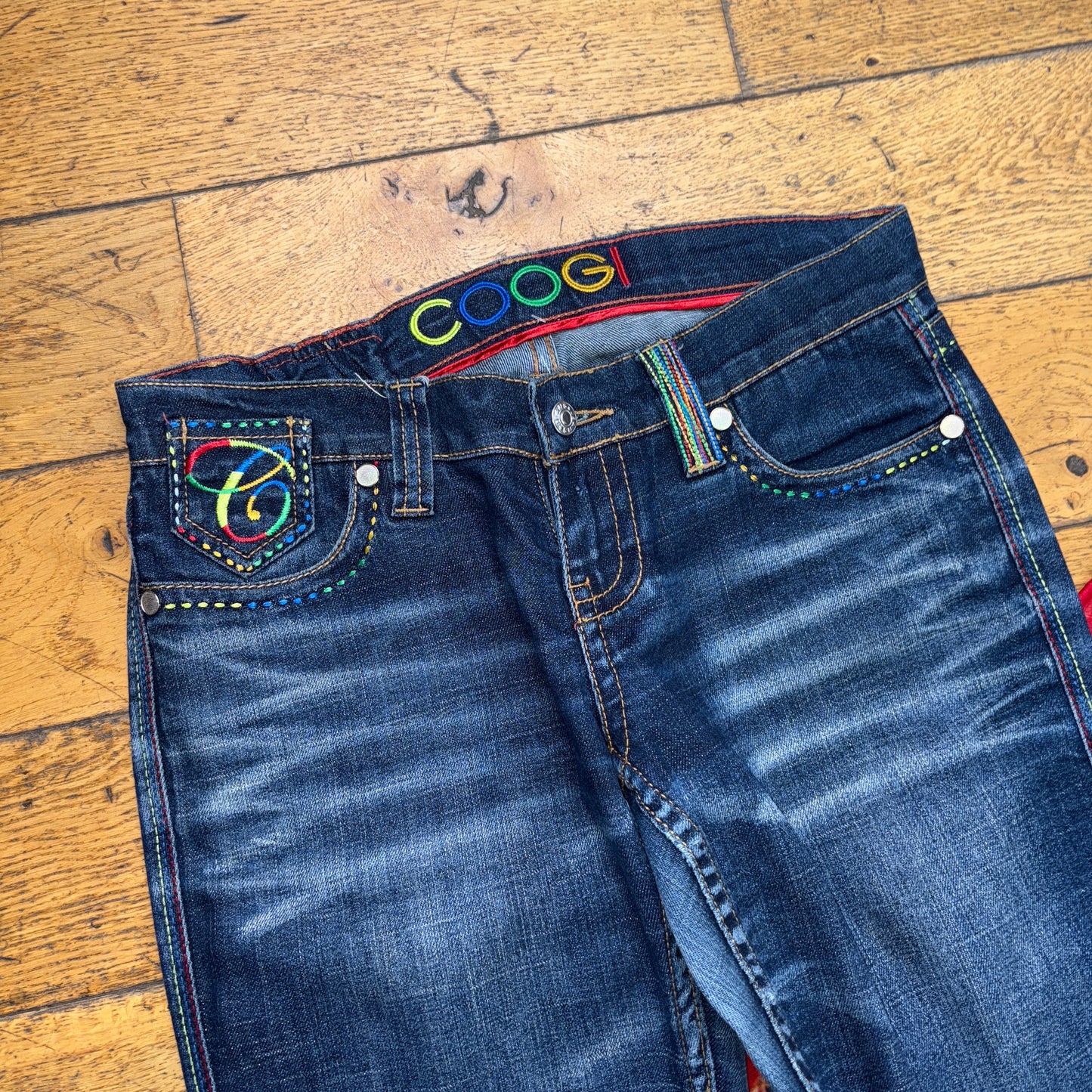 Vintage Coogi Blue Womens Embroidered Y2K Hip Hop Straight Jeans - 32L
