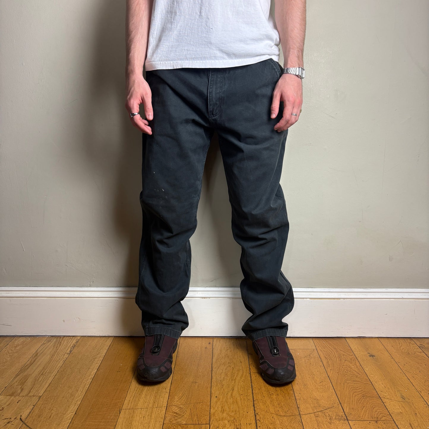 Vintage Carhartt Black Workwear Carpenter Baggy Trousers - 38L