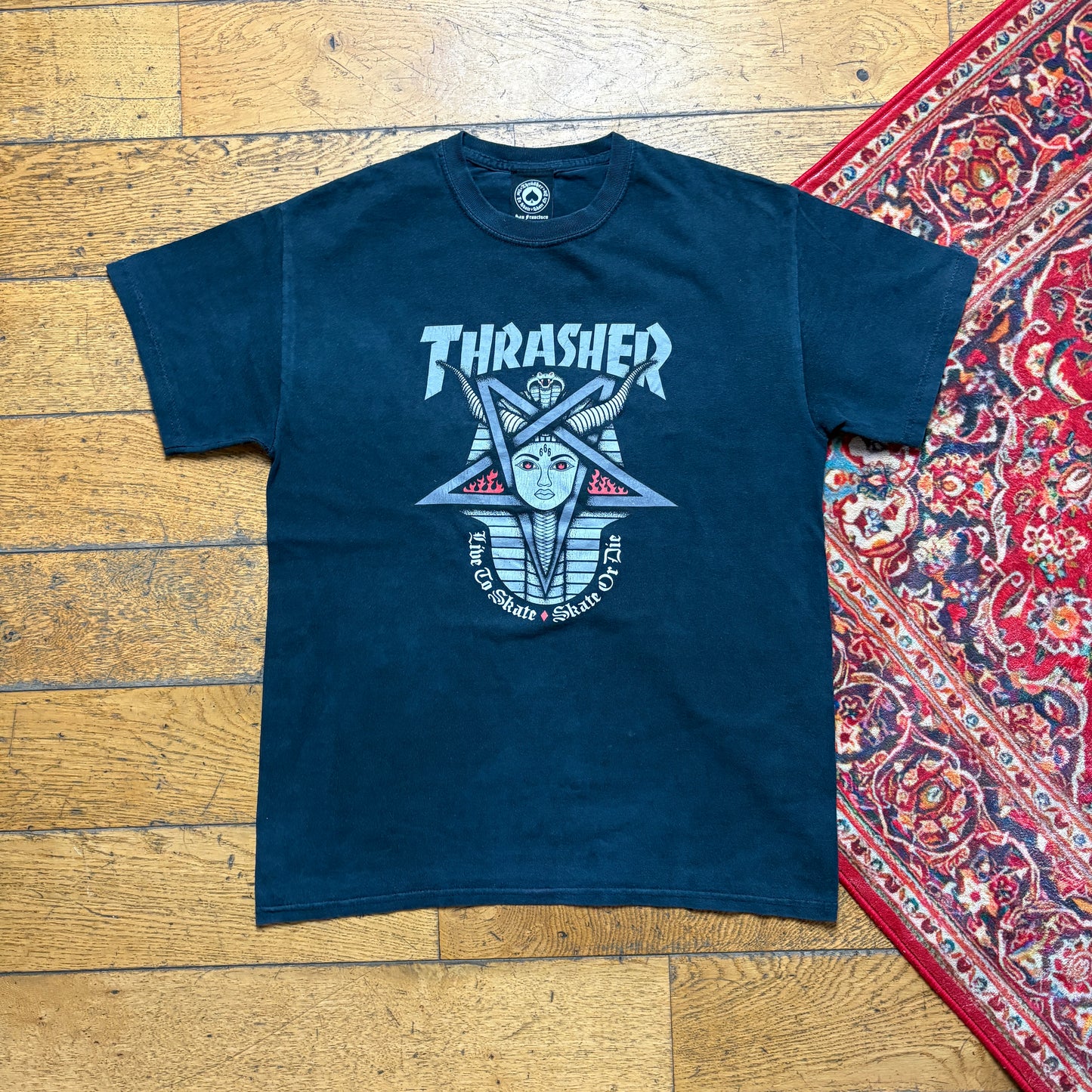 Vintage Thrasher Black Skate Graphic T-Shirt - S