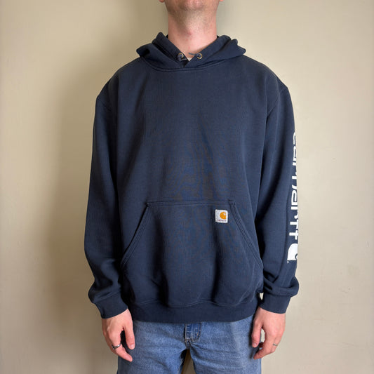 Vintage Carhartt Navy Hoodie Sweatshirt - XL