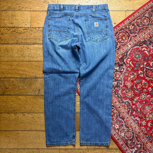Vintage Carhartt Workwear Carpenter Baggy Blue Jeans - 38S