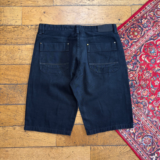 Vintage Sean John Black Embroidered Hip Hop Baggy Shorts Jorts - 38