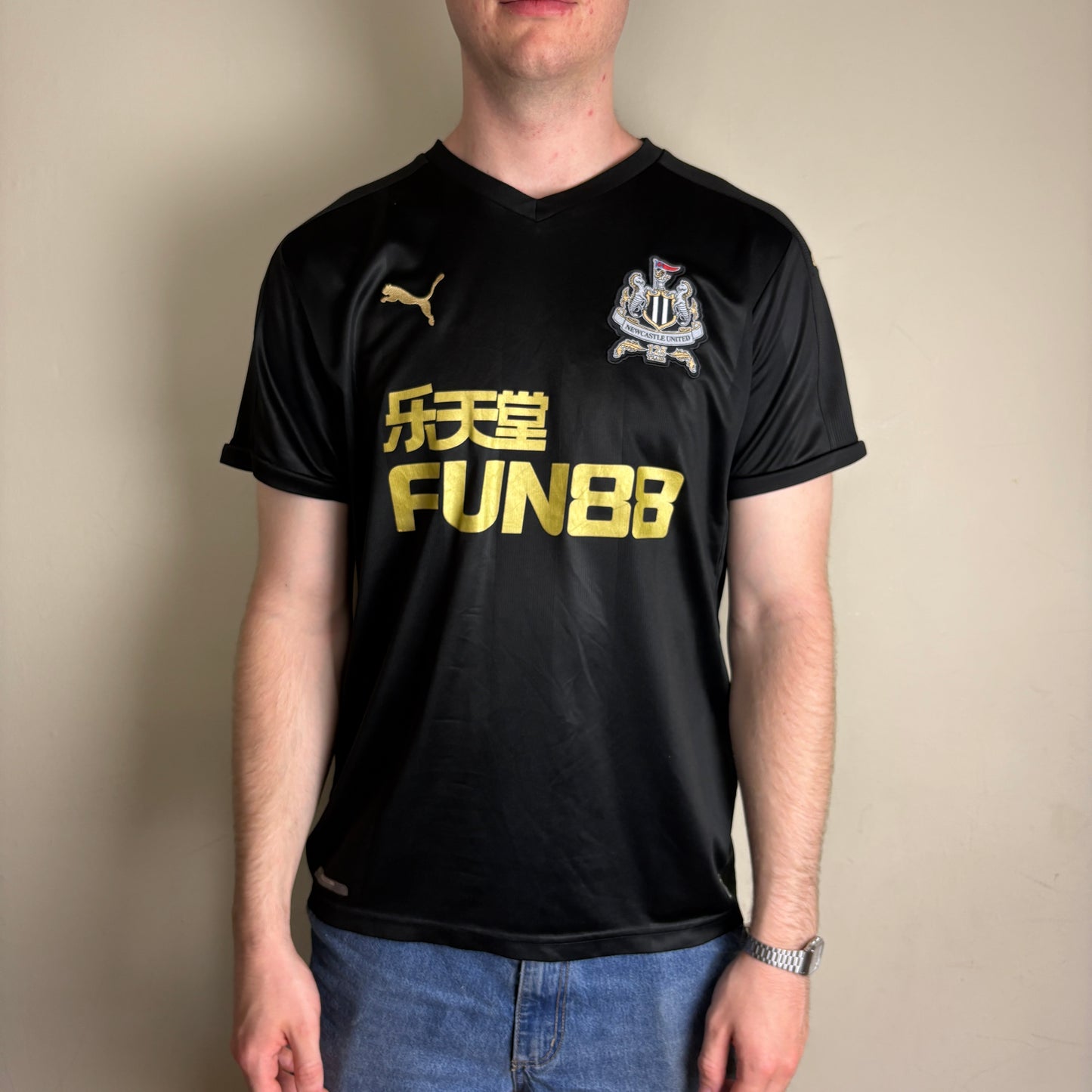 Vintage Newcastle United NUFC 17/18 Puma Black Football Shirt - M