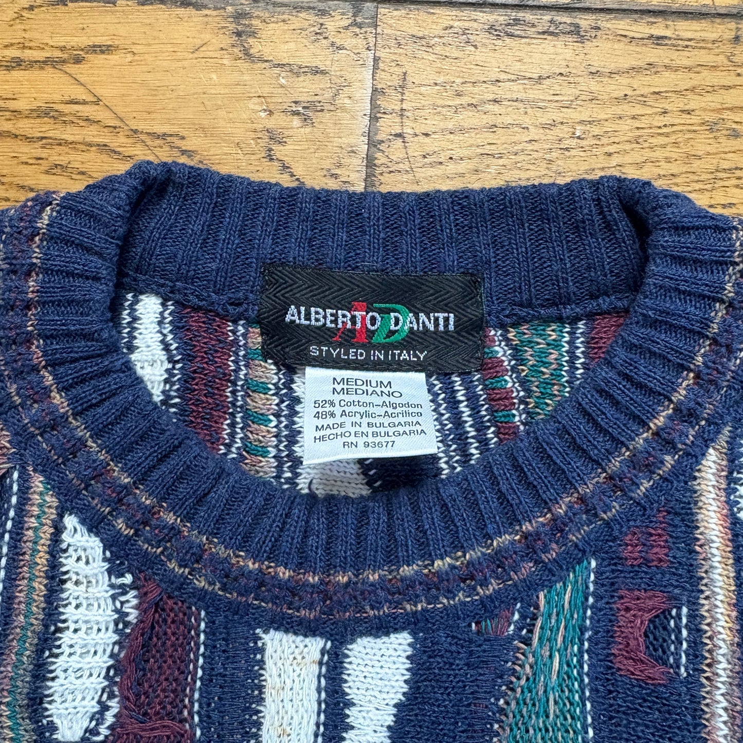Vintage Coogi Style Navy Chunky Knit Jumper - M