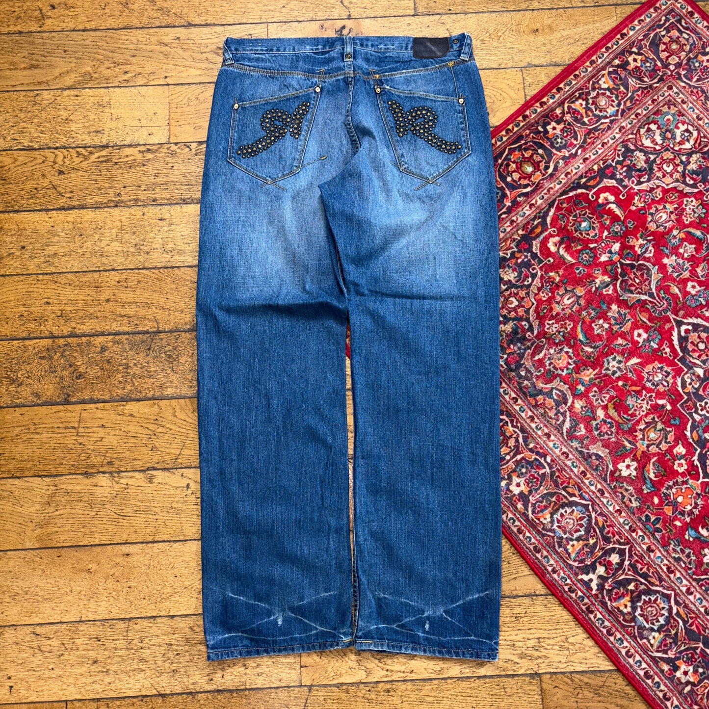 Vintage Rocawear Blue Embroidered Y2K Hip Hop Baggy Jeans - 38L