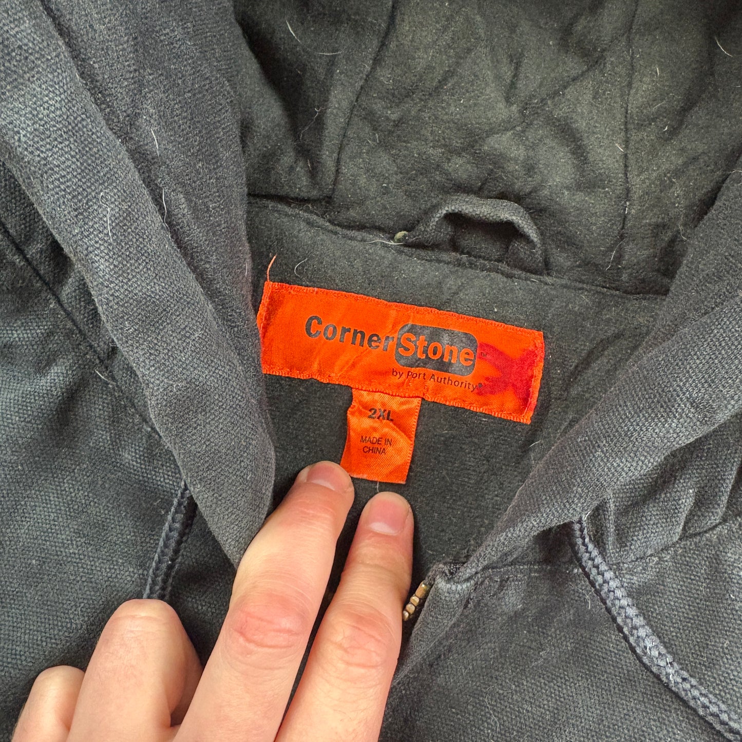 Vintage Workwear Chore Black Heavyweight Active Hoodie Jacket - XXL