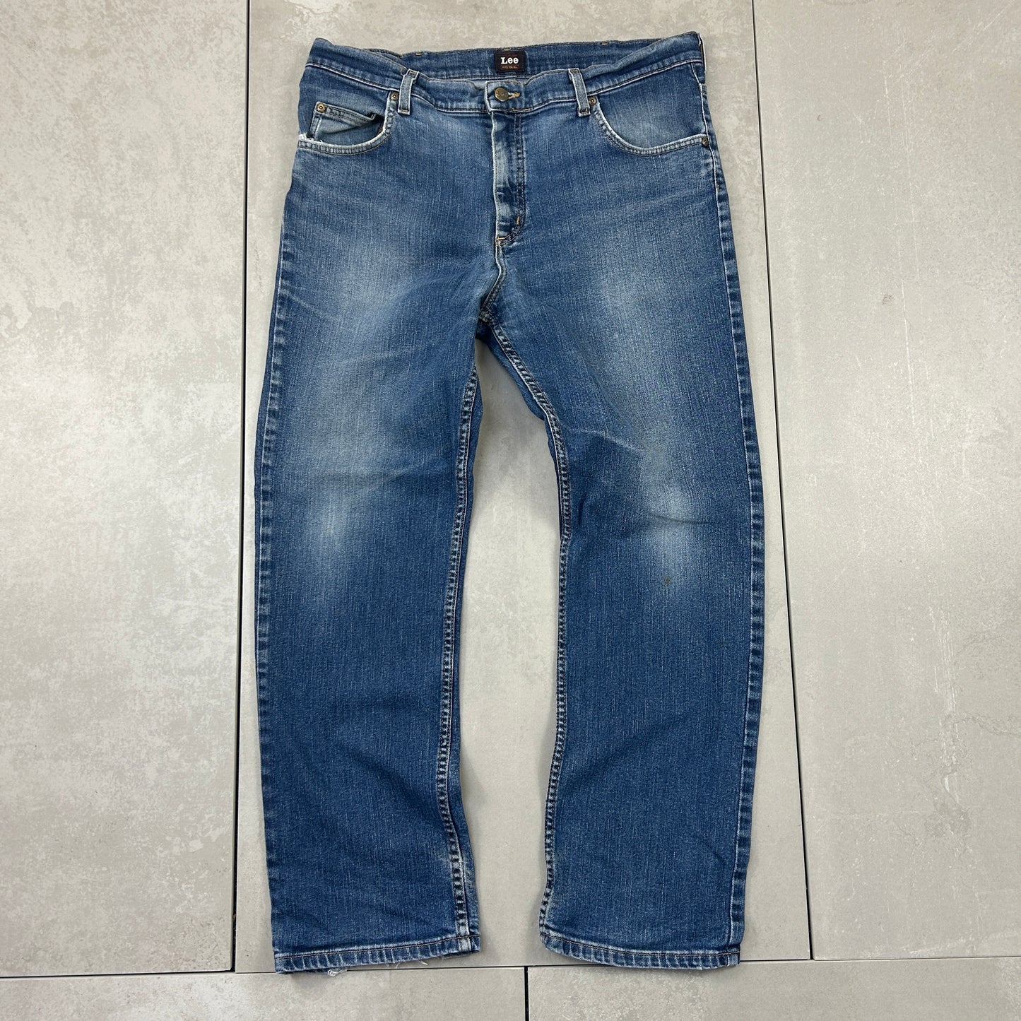 Vintage Lee Straight Blue Denim Jeans - 38