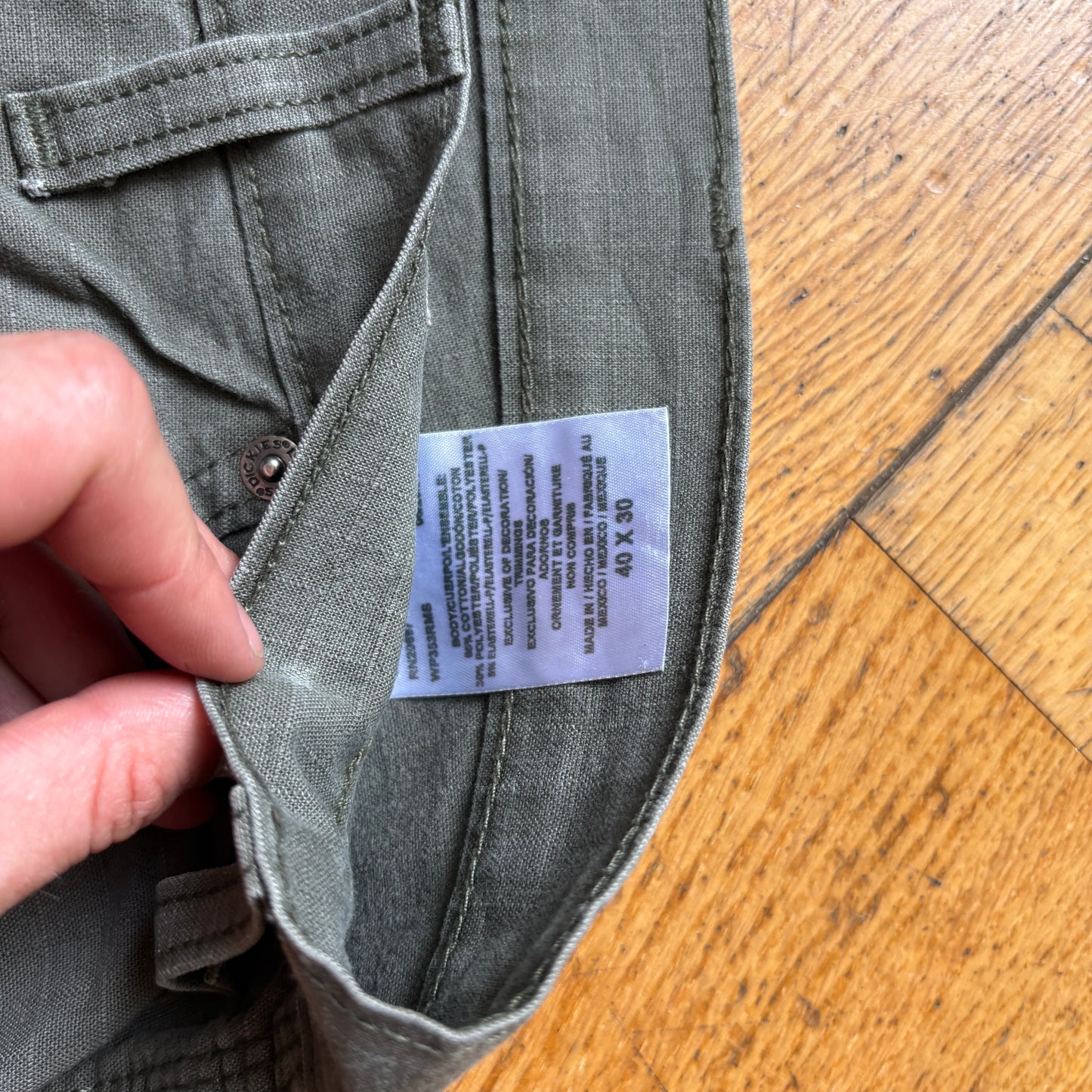 Vintage Dickies Workwear Carpenter Green Khaki Baggy Trousers - 40