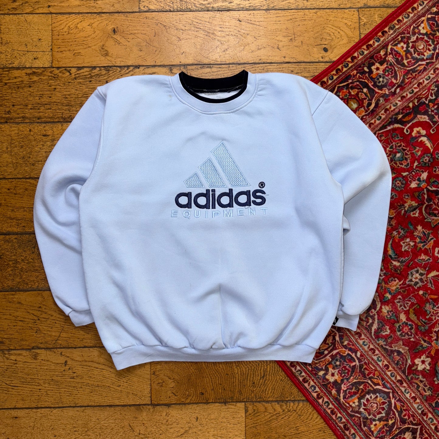 Vintage 90s Adidas Equipment Blue Embroidered Sweatshirt - L