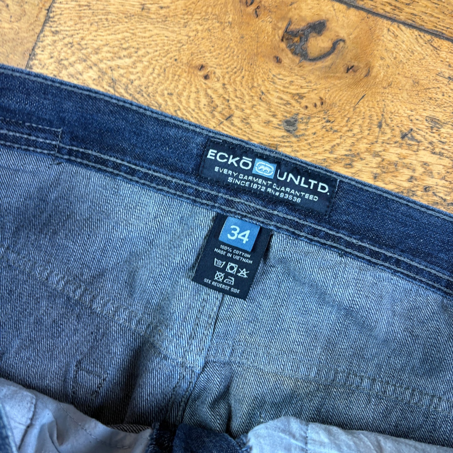Vintage Ecko Unltd Blue Embroidered Y2K Hip Hop Baggy Jeans - 36