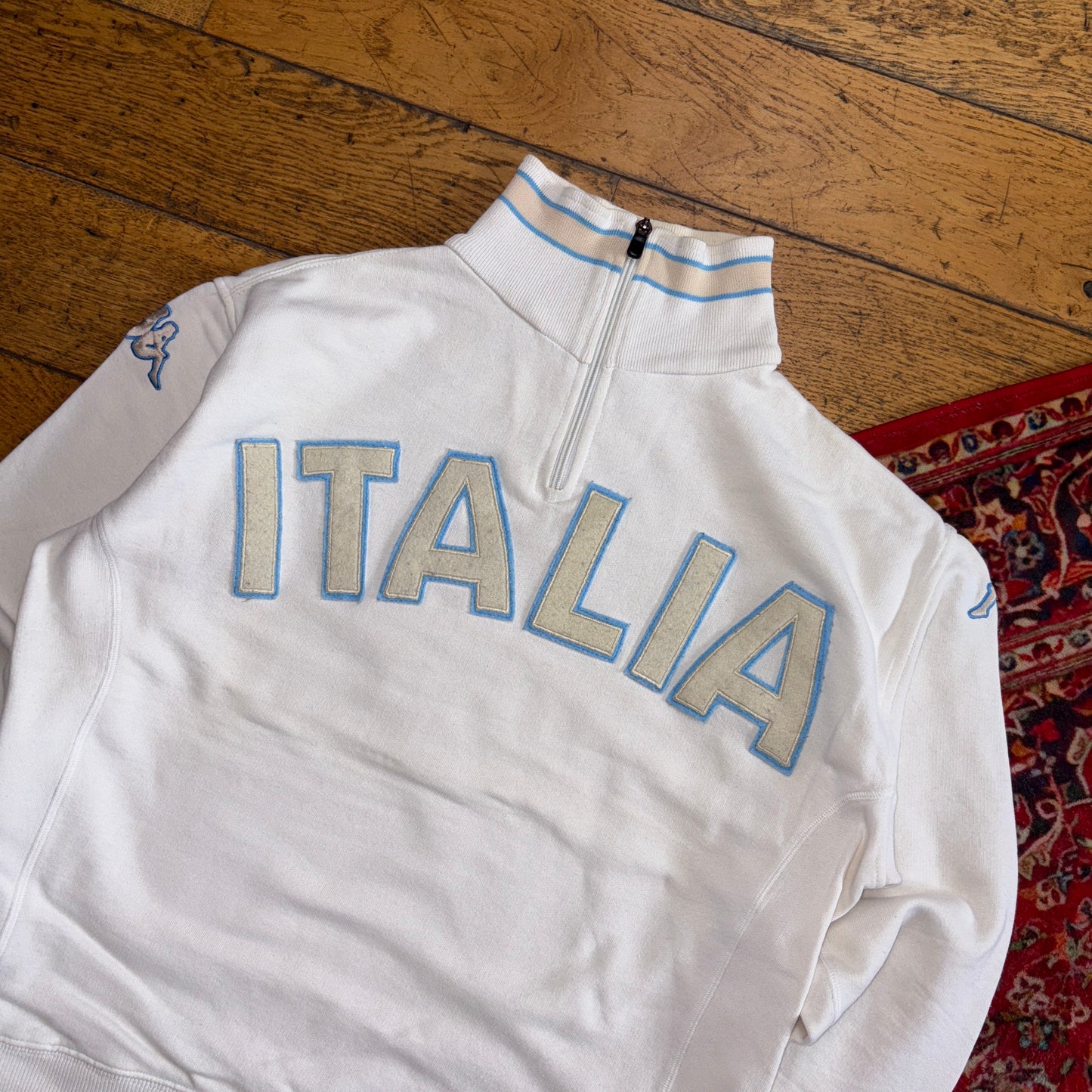 Vintage Kappa Italia Cream Zip Embroidered Sweatshirt - M