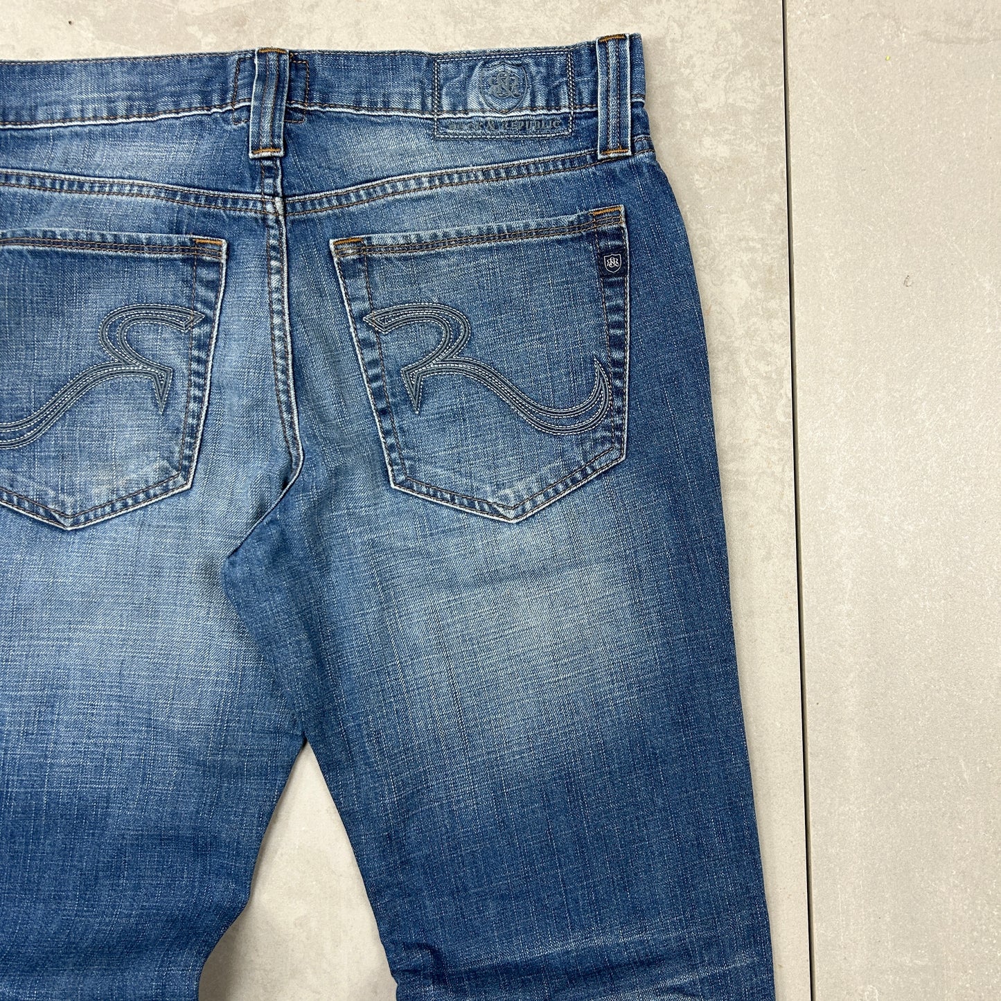 Vintage Embroidered Hip Hop Baggy Blue Jeans - 34