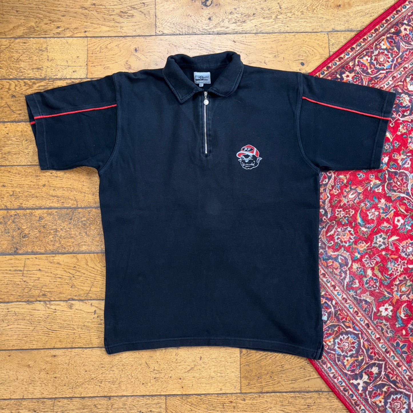 Vintage Black Pro Fitness Gym Bulldog Black Polo Shirt - XL