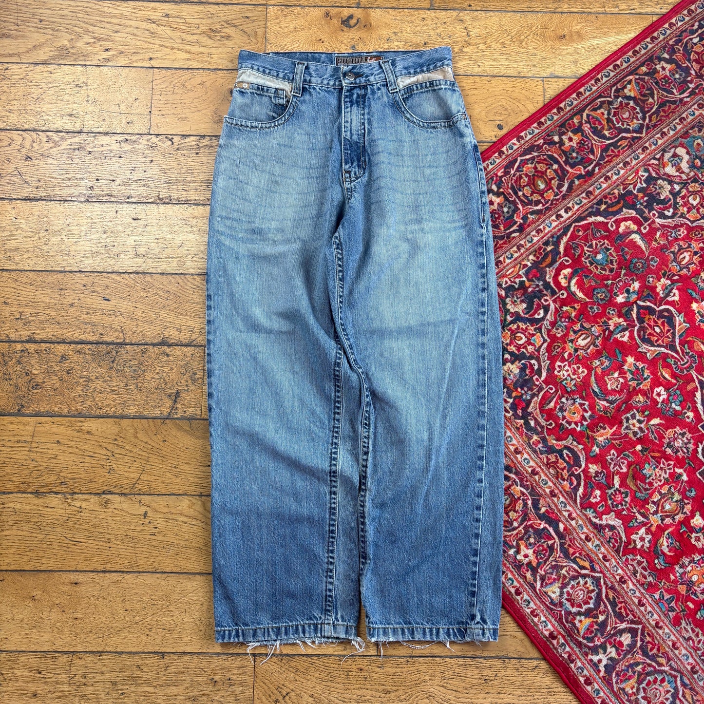 Vintage Southpole Blue Embroidered Y2K Hip Hop Baggy Jeans - 29