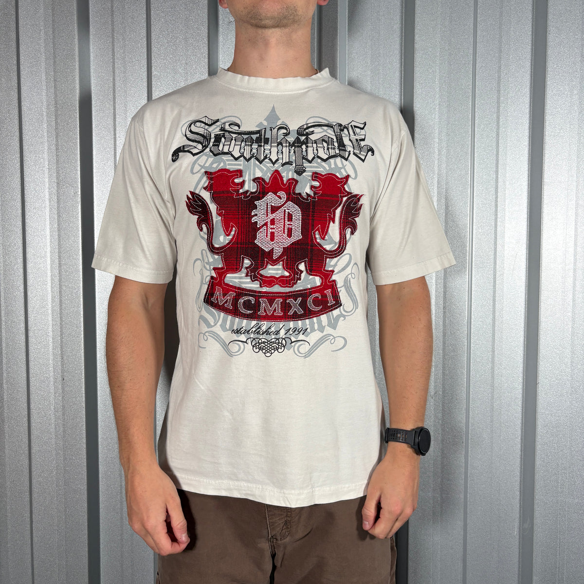 Southpole White Embroidered T Shirt - M