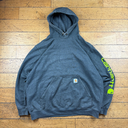 Vintage Carhartt Grey Hoodie Sweatshirt - XL