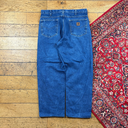 Vintage Carhartt Workwear Carpenter Blue Baggy Jeans - 36