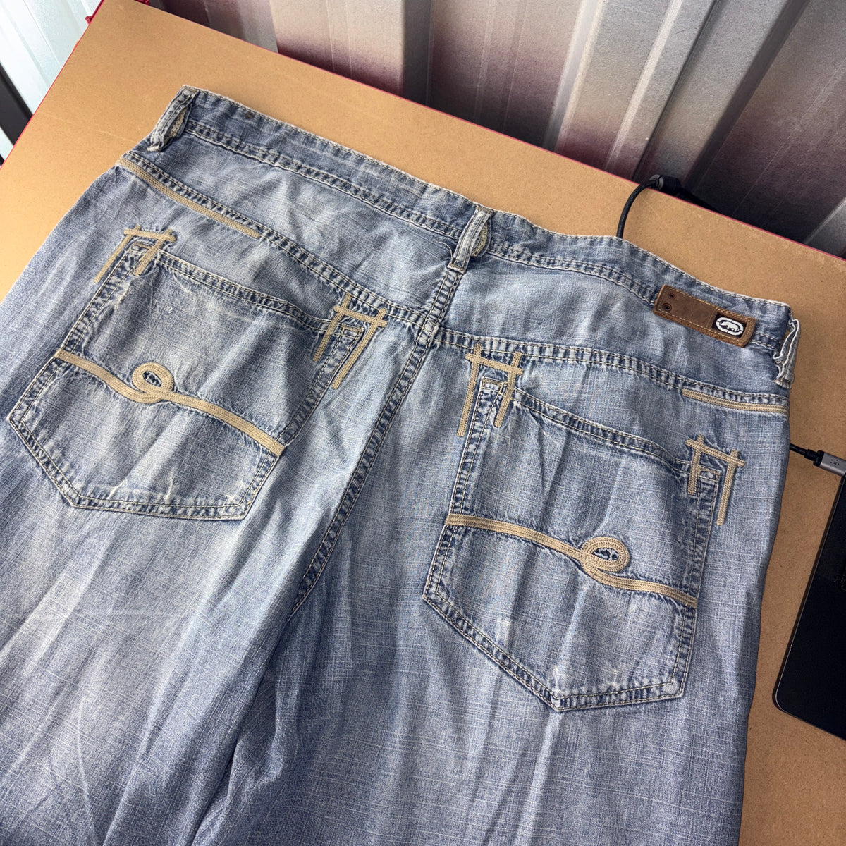 Ecko Unltd Blue Embroidered Japanese Denim Hip Hop Y2K Baggy Jeans - 40S