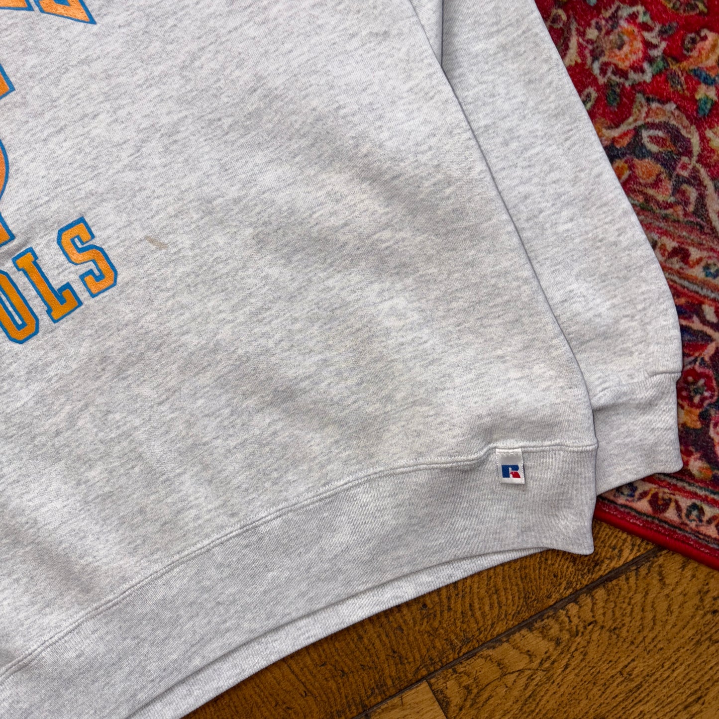 Vintage 90s Russell Athletic Grey College Boxy Sweatshirt - L