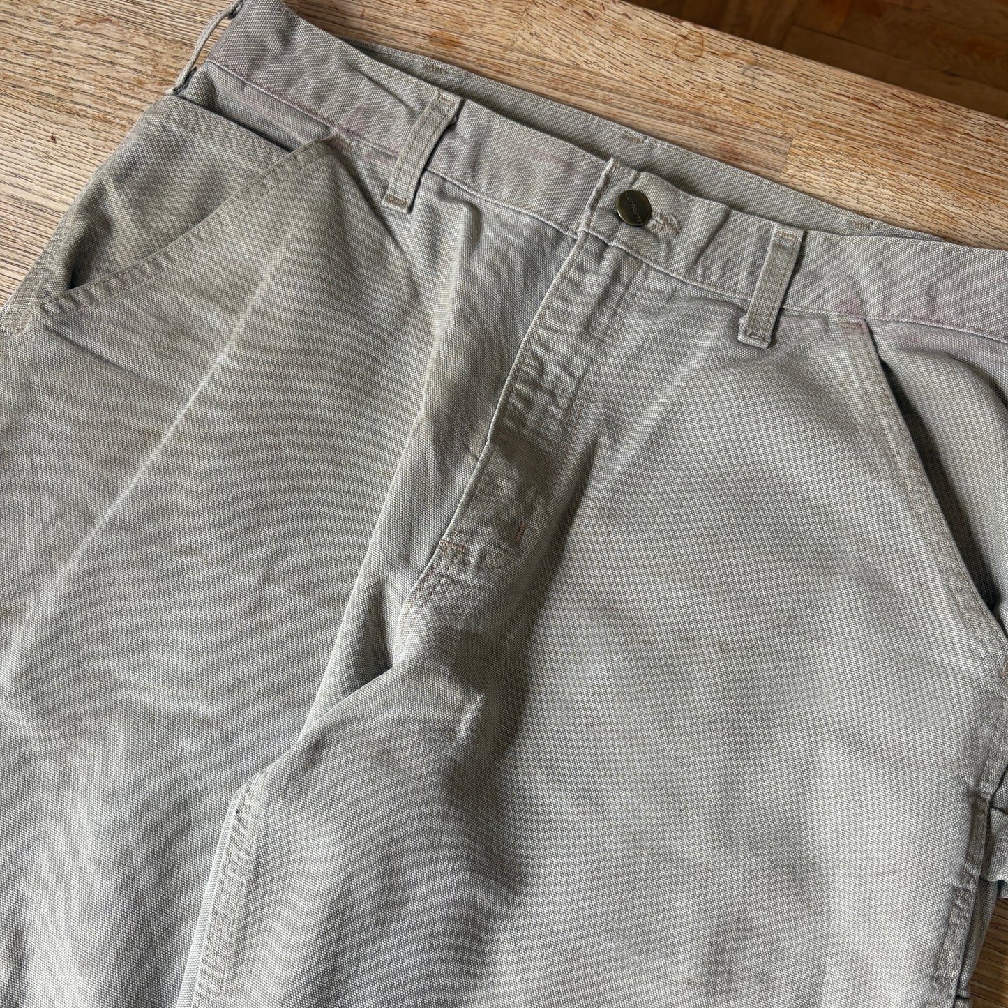Vintage Carhartt Cream Brown Workwear Carpenter Baggy Trousers - 32S