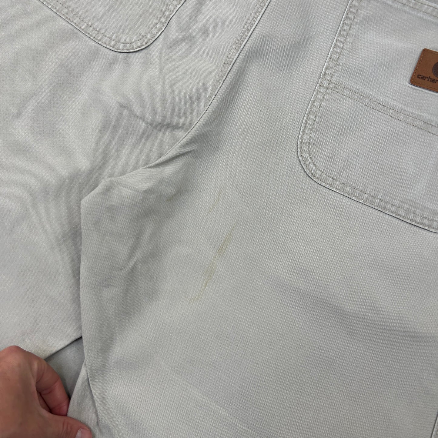 Vintage Carhartt Workwear Baggy Cream Carpenter Shorts - 36