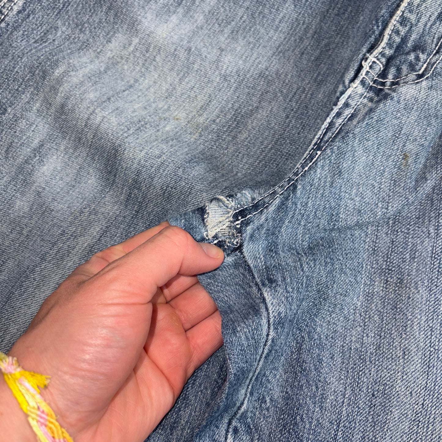 Vintage Blue Embroidered Y2K Hip Hop Baggy Jeans Shorts Jorts - 36