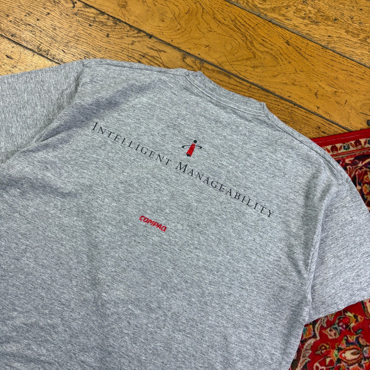 Vintage 90s Compaq Grey Funny Single Stitch Graphic T-Shirt - XL