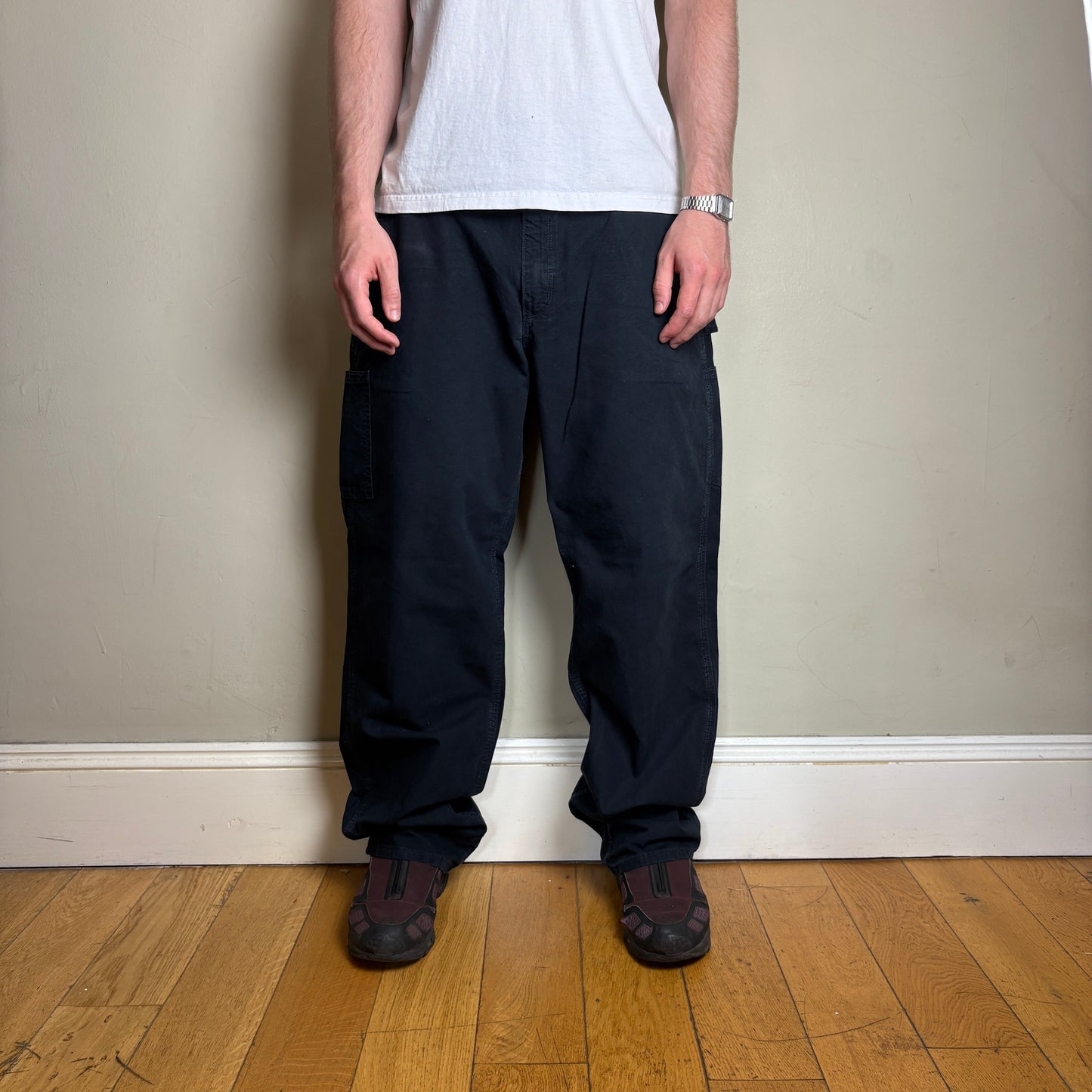 Vintage Carhartt Black Workwear Carpenter Baggy Trousers - 36L