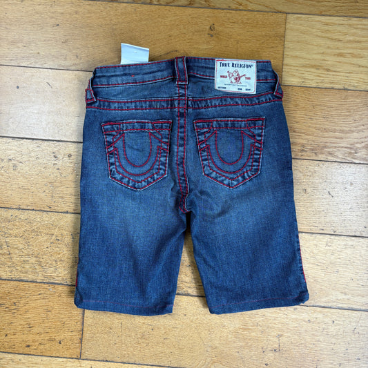 Vintage True Religion Womens Blue Embroidered Y2K Shorts Jorts - Size 4/6