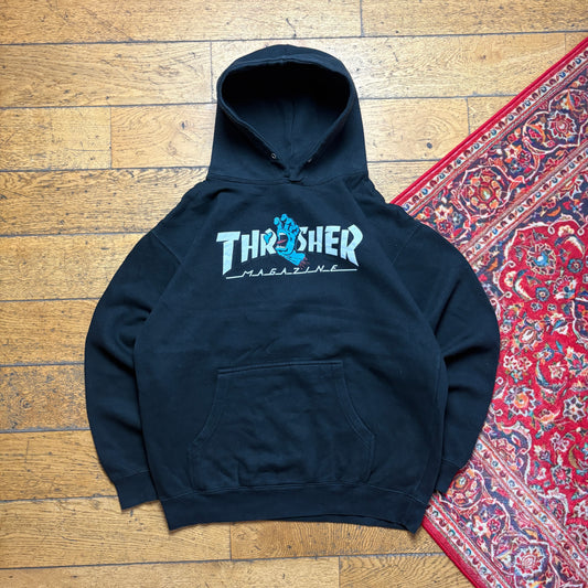 Vintage Thrasher X Santa Cruz Black Skate Hoodie Sweatshirt - XL