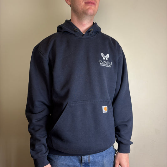 Vintage Carhartt Navy Embroidered Hoodie Sweatshirt -