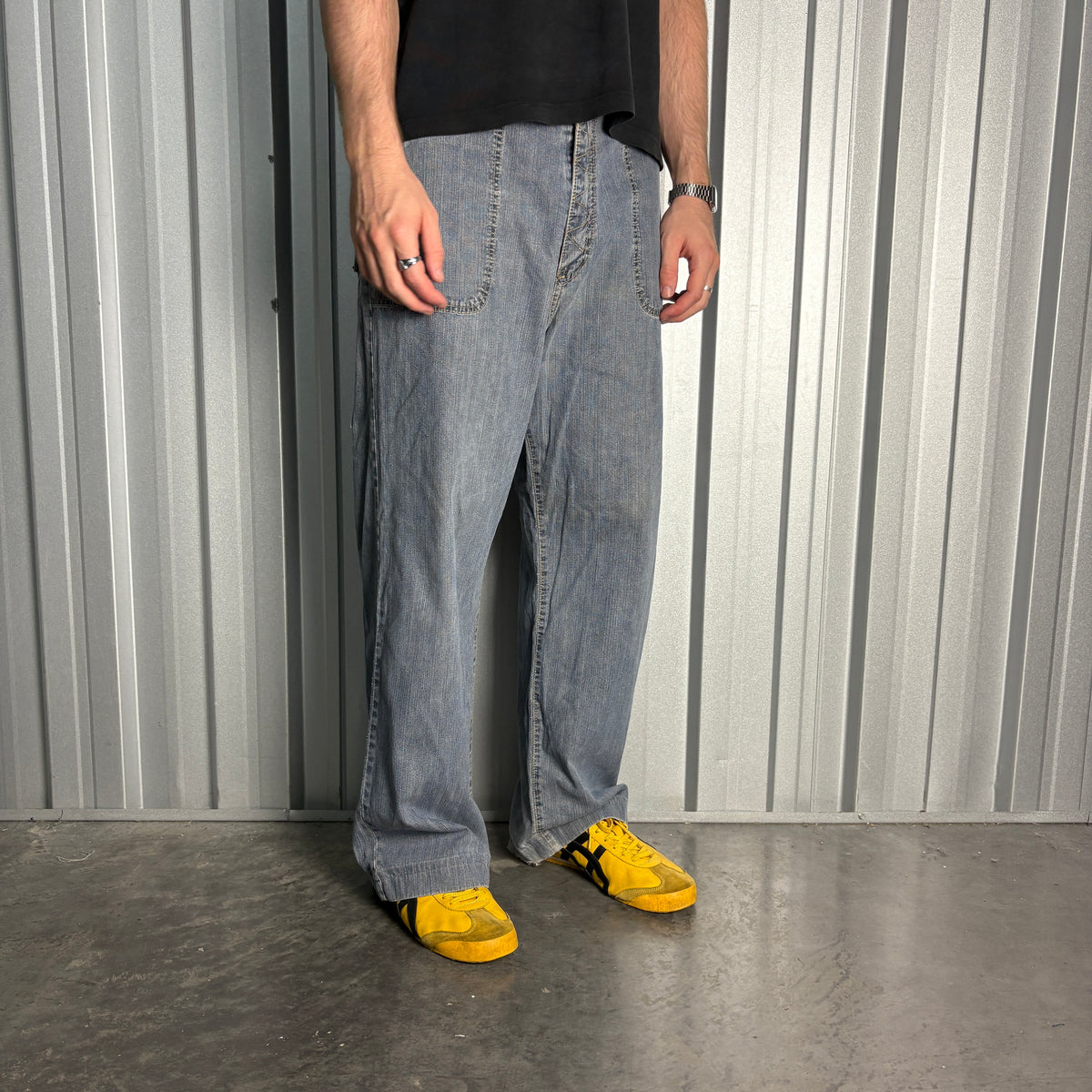 Cowest Blue Graffiti Japanese Denim Hip Hop Y2K Baggy Jeans - 34S