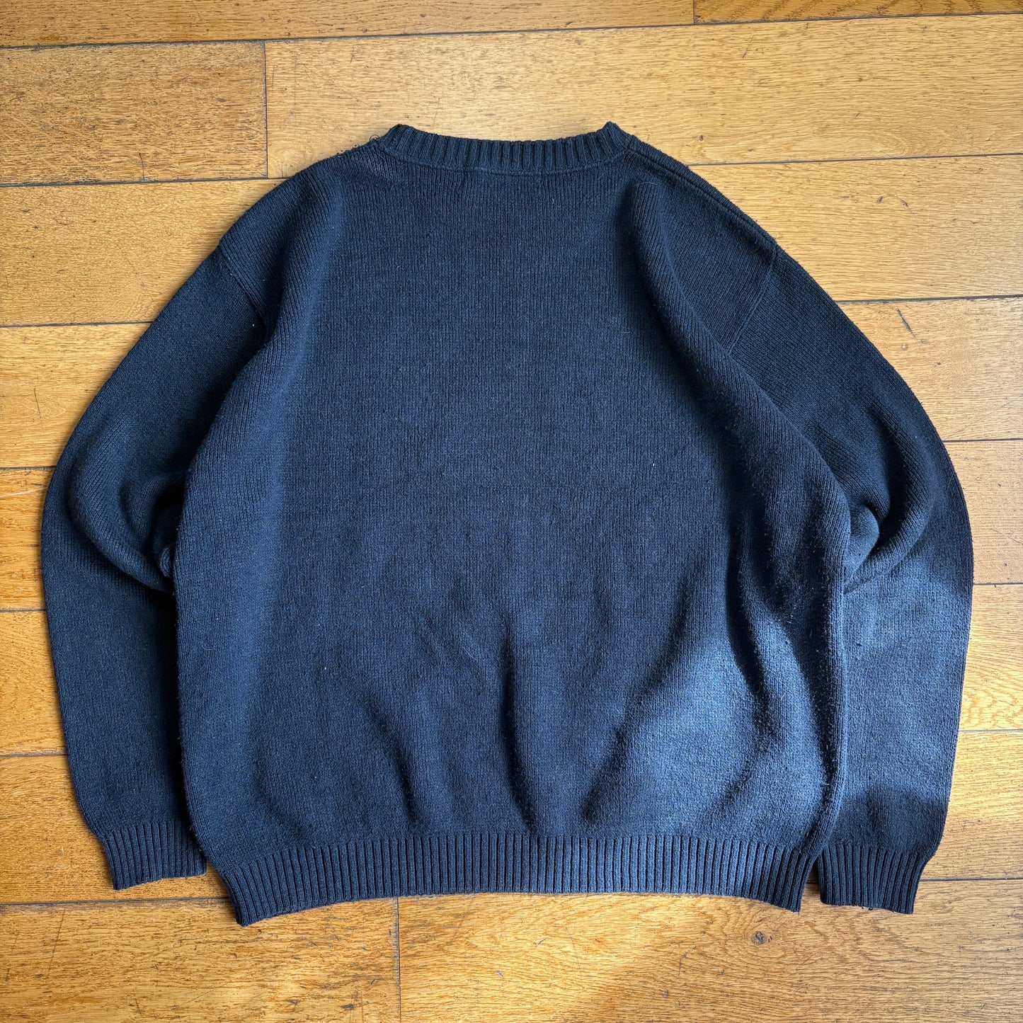 Vintage USA Flag Navy Chunky Knit Jumper - L