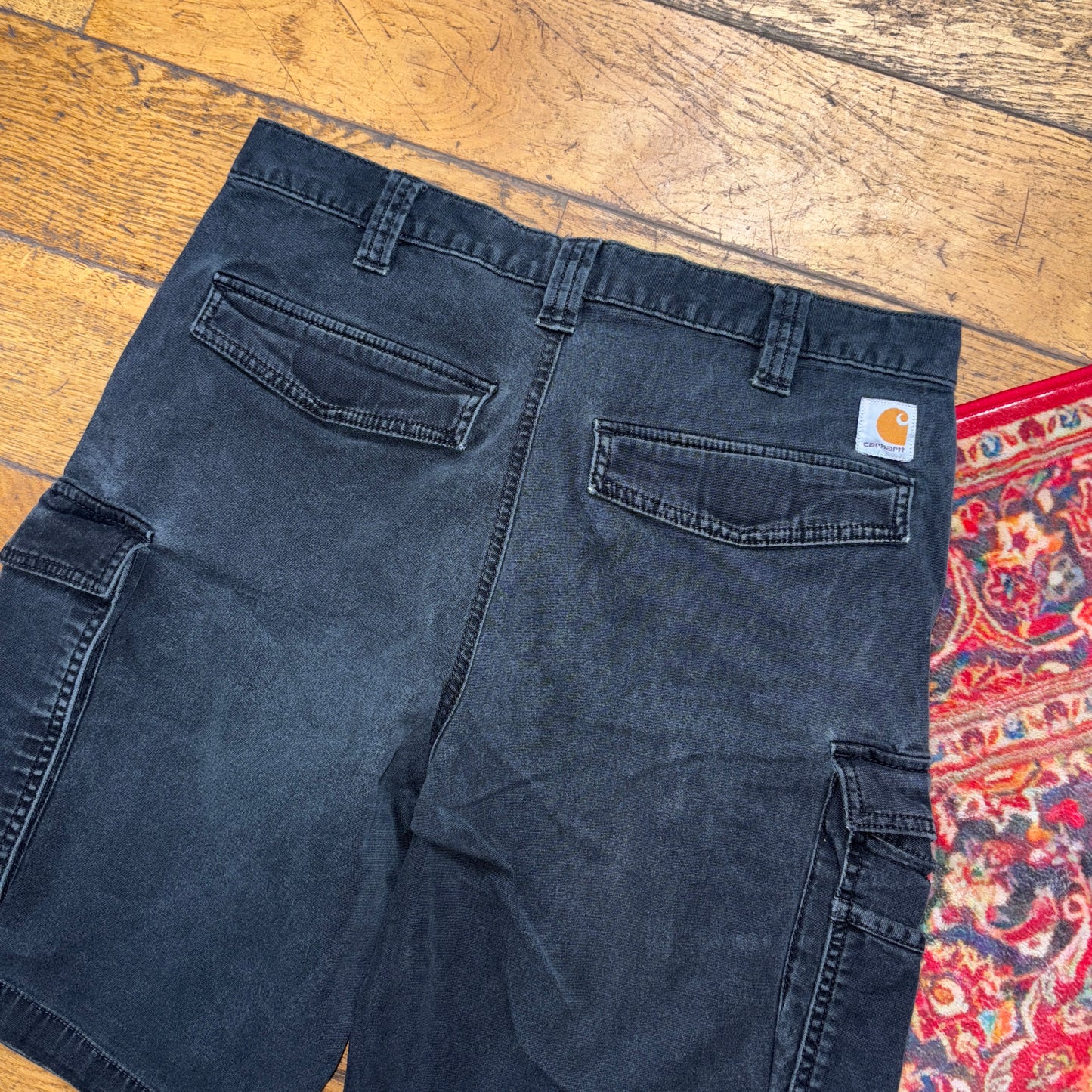 Vintage Carhartt Black Workwear Baggy Carpenter Shorts - 34