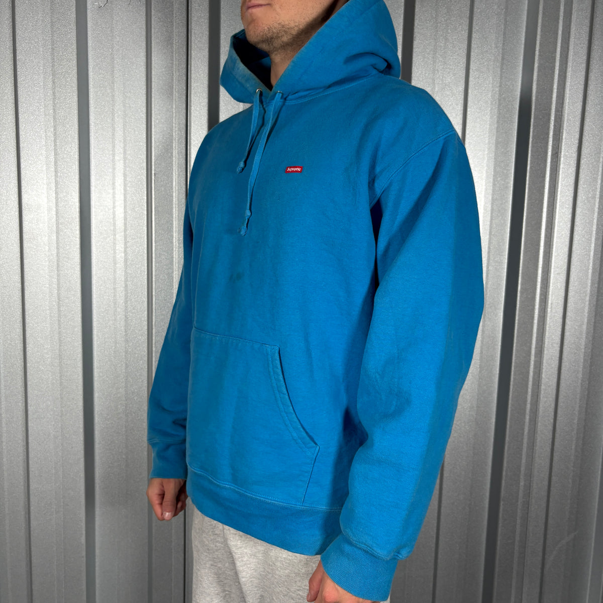 Supreme Mini Box Logo Blue Hoodie Sweatshirt - M