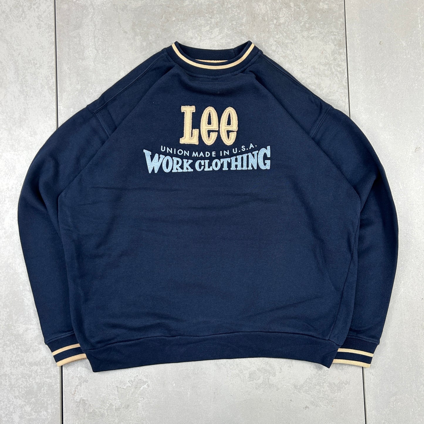 Vintage Lee Navy Embroidered Sweatshirt - M
