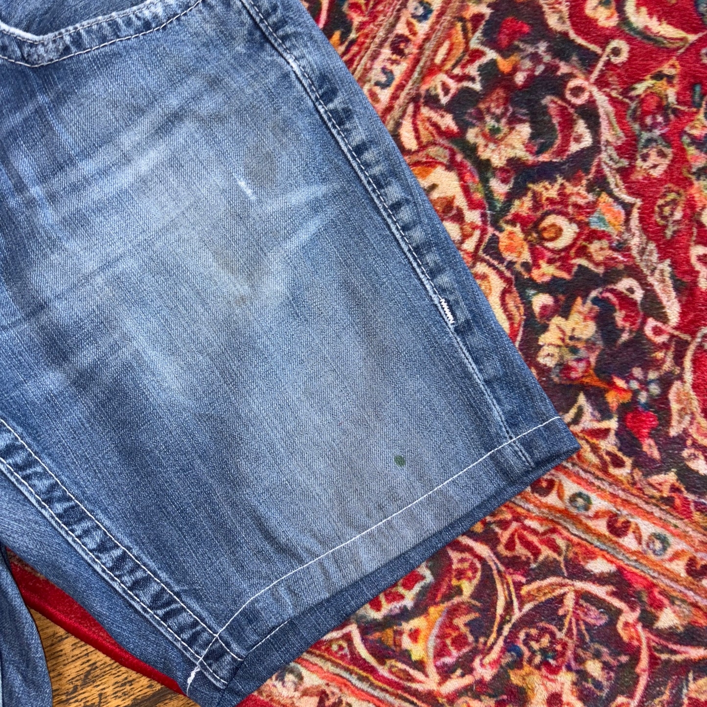 Vintage True Religion Blue Embroidered Y2K Shorts Jorts - 33