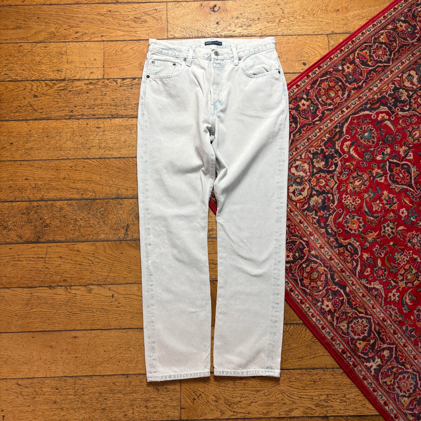 Vintage Levis 501 Straight White Light Blue Denim Jeans - 30S