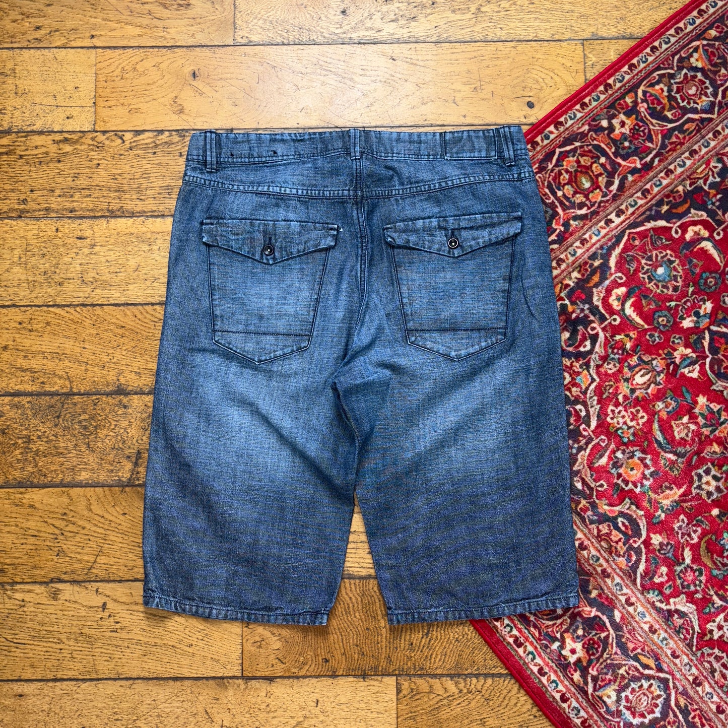Vintage Embroidered Hip Hop Blue Shorts Jorts - 36