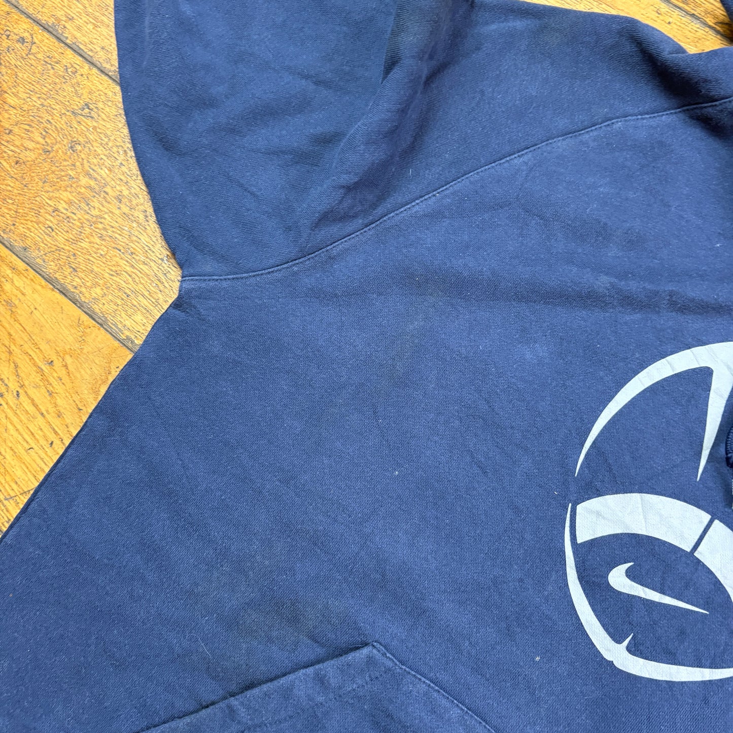 Vintage Nike Navy American Football Rugby Swoosh Hoodie Sweatshirt - L