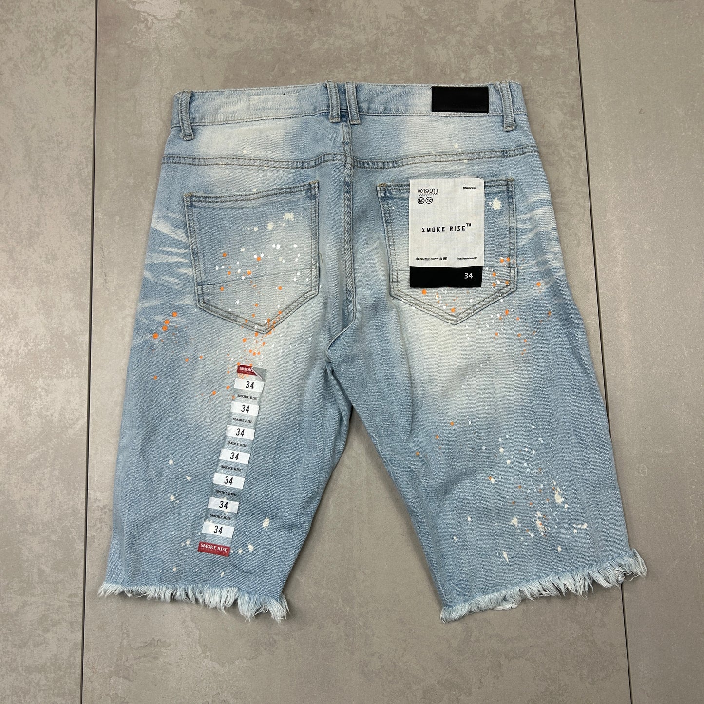 Vintage Graffiti Hip Hop Straight Light Blue Shorts Jorts - 34